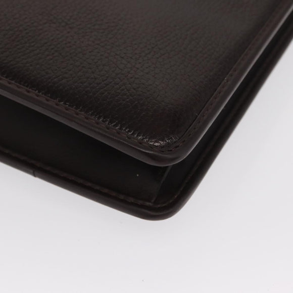 Gianni Versace Business Bag Leather Brown Gold Auth bs33178