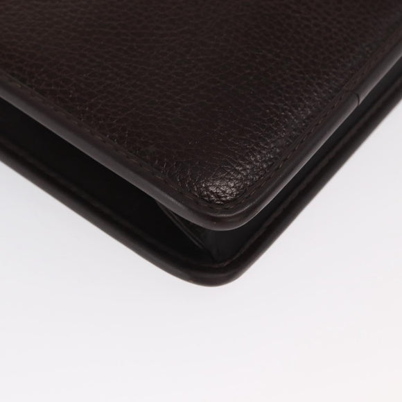 Gianni Versace Business Bag Leather Brown Gold Auth bs33178