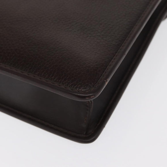 Gianni Versace Business Bag Leather Brown Gold Auth bs33178