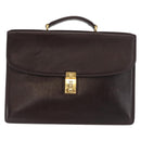Gianni Versace Business Bag Leather Brown Gold Auth bs33178-13