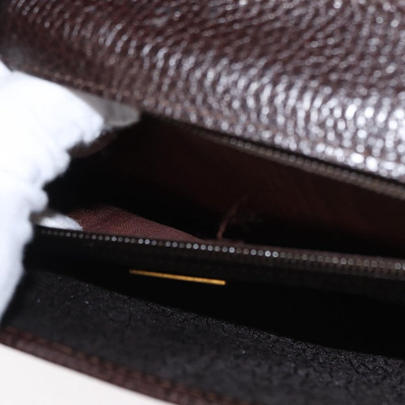 Gianni Versace Business Bag Leather Brown Gold Auth bs33178