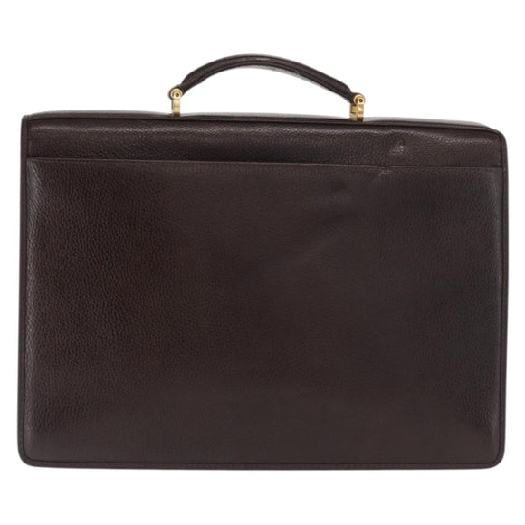 Gianni Versace Business Bag Leather Brown Gold Auth bs33178
