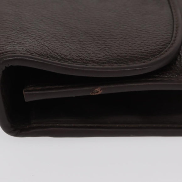 Gianni Versace Business Bag Leather Brown Gold Auth bs33178