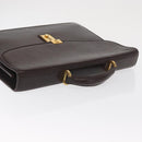Gianni Versace Business Bag Leather Brown Gold Auth bs33178-7