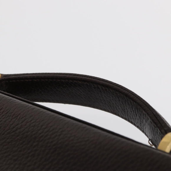 Gianni Versace Business Bag Leather Brown Gold Auth bs33178