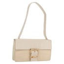 PRADA Shoulder Bag Nylon Beige Silver Auth bs33180-1