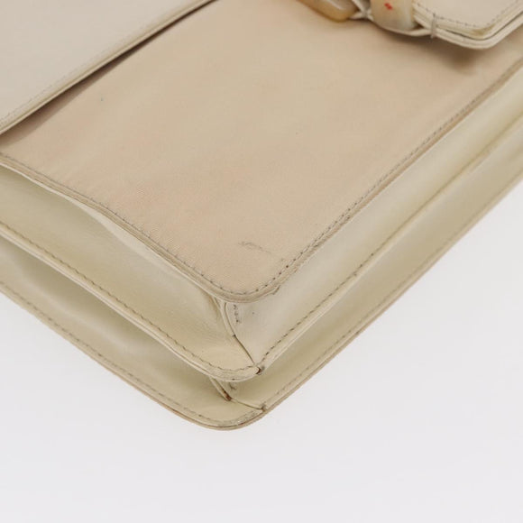 PRADA Shoulder Bag Nylon Beige Silver Auth bs33180