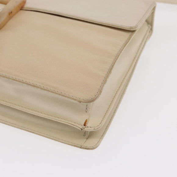 PRADA Schoudertas Nylon Beige Zilver Auth bs33180