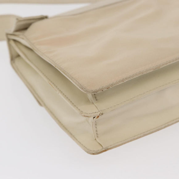 PRADA Schoudertas Nylon Beige Zilver Auth bs33180