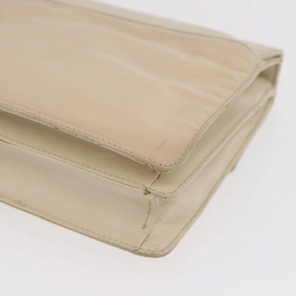 PRADA Schoudertas Nylon Beige Zilver Auth bs33180