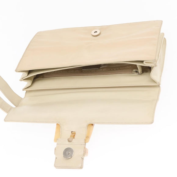 PRADA Shoulder Bag Nylon Beige Silver Auth bs33180