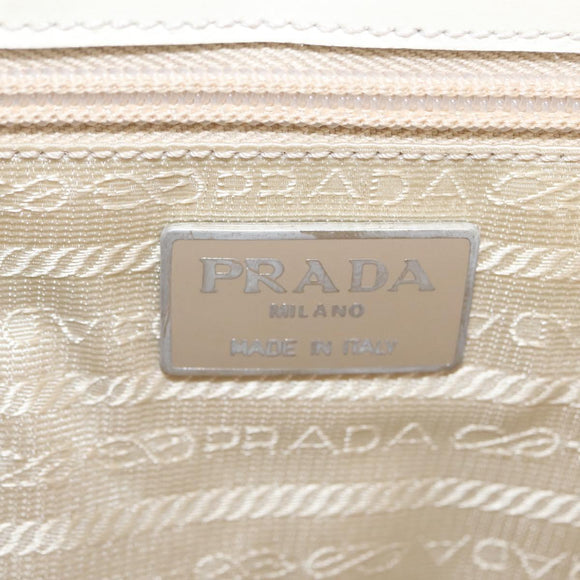 PRADA Schoudertas Nylon Beige Zilver Auth bs33180