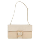 PRADA Shoulder Bag Nylon Beige Silver Auth bs33180-13