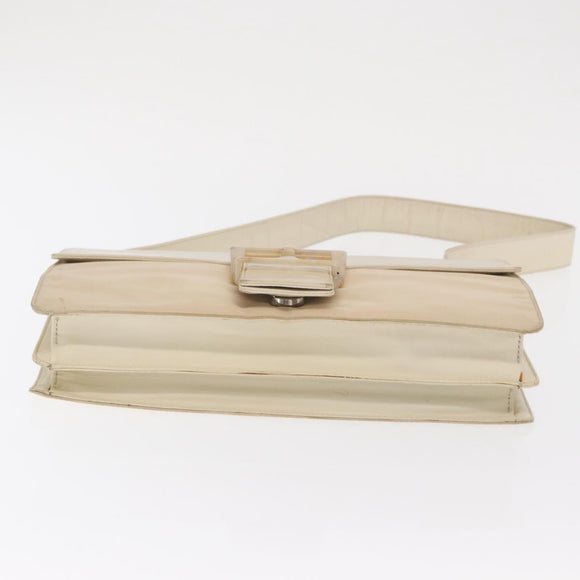 PRADA Shoulder Bag Nylon Beige Silver Auth bs33180