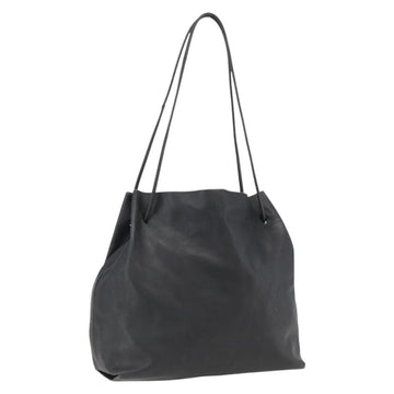 PRADA Tote Bag Leather Black Silver Auth bs33181