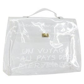 HERMES Vinyl Kelly Hand Bag Vinyl Clear Auth bs33185