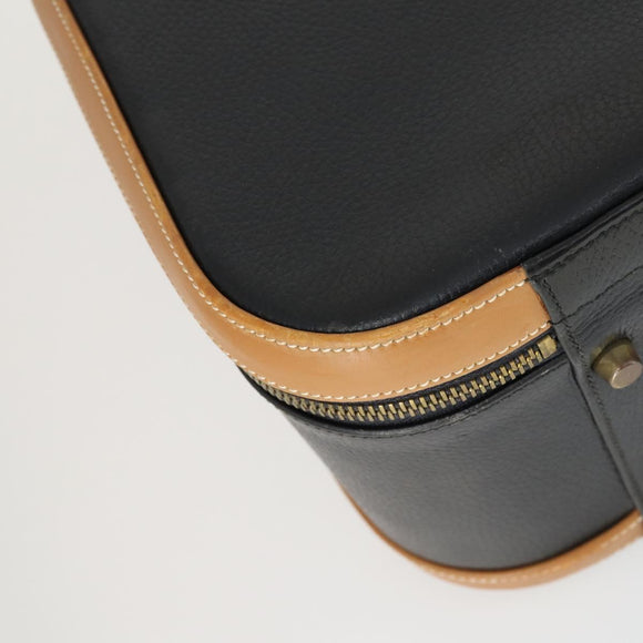 HERMES Trunk Leather Black Auth bs33187