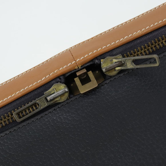 HERMES Trunk Leather Black Auth bs33187