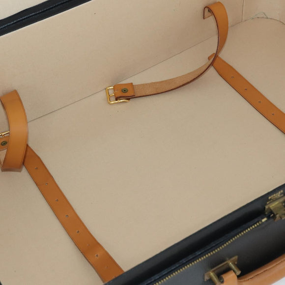 HERMES Trunk Leather Black Auth bs33187