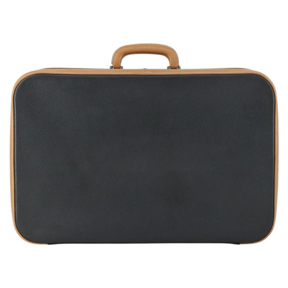 HERMES Trunk Leather Black Auth bs33187