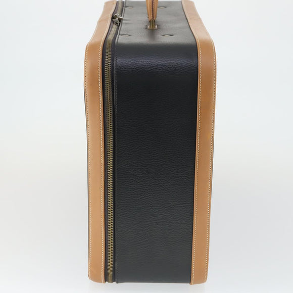 HERMES Trunk Leather Black Auth bs33187