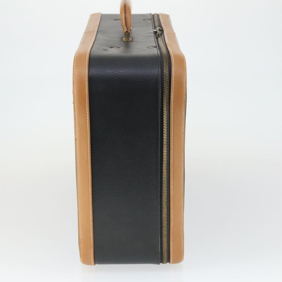 HERMES Trunk Leather Black Auth bs33187