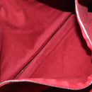 HERMES Deauville Hand Bag Canvas Red Silver Auth bs33188-20