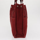 HERMES Deauville Hand Bag Canvas Red Silver Auth bs33188-5