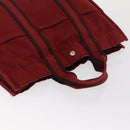 HERMES Deauville Hand Bag Canvas Red Silver Auth bs33188-6