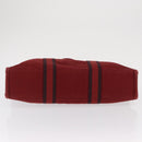 HERMES Deauville Hand Bag Canvas Red Silver Auth bs33188-9