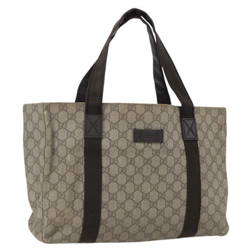 GUCCI GG Supreme Tote Bag PVC Beige Silver 141624 Auth bs33190