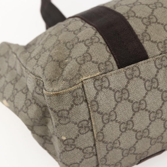 GUCCI GG Supreme Tote Bag PVC Beige Silver 141624 Auth bs33190