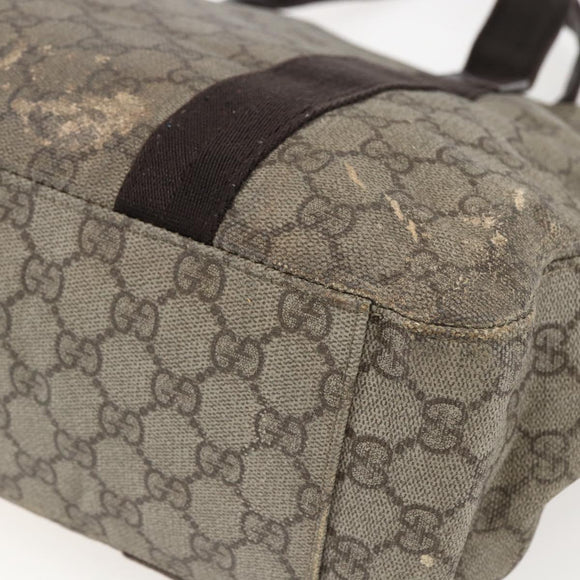 GUCCI GG Supreme Tote Bag PVC Beige Silver 141624 Auth bs33190