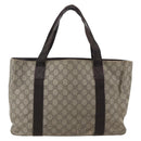 GUCCI GG Supreme Tote Bag PVC Beige Silver 141624 Auth bs33190-3