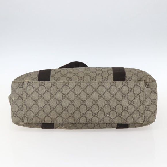 GUCCI GG Supreme Tote Bag PVC Beige Silver 141624 Auth bs33190