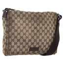 GUCCI GG Canvas Shoulder Bag Beige Silver 146236 Auth bs33191-1
