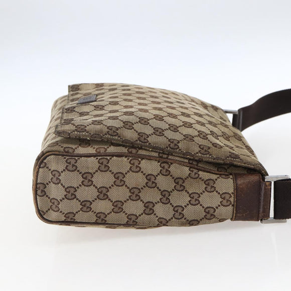 GUCCI GG Canvas Shoulder Bag Beige Silver 146236 Auth bs33191