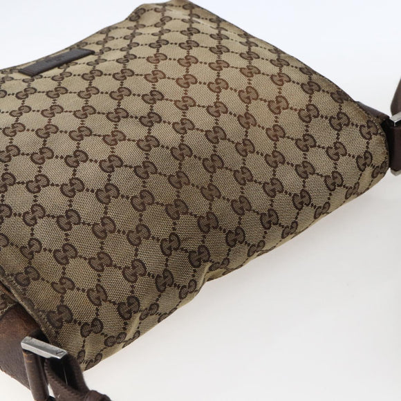 GUCCI GG Canvas Shoulder Bag Beige Silver 146236 Auth bs33191