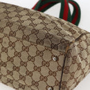 GUCCI GG Canvas Web Sherry Line Tote Bag Beige Silver Red 145758 Auth bs33193-15