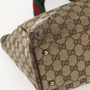 GUCCI GG Canvas Web Sherry Line Tote Bag Beige Silver Red 145758 Auth bs33193-16