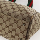 GUCCI GG Canvas Web Sherry Line Tote Bag Beige Silver Red 145758 Auth bs33193-17