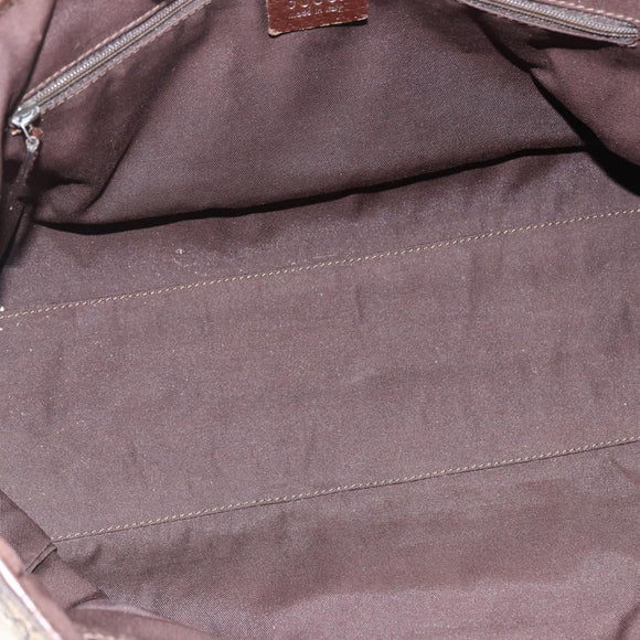 GUCCI GG Canvas Web Sherry Line Tote Bag Beige Silver Red 145758 Auth bs33193