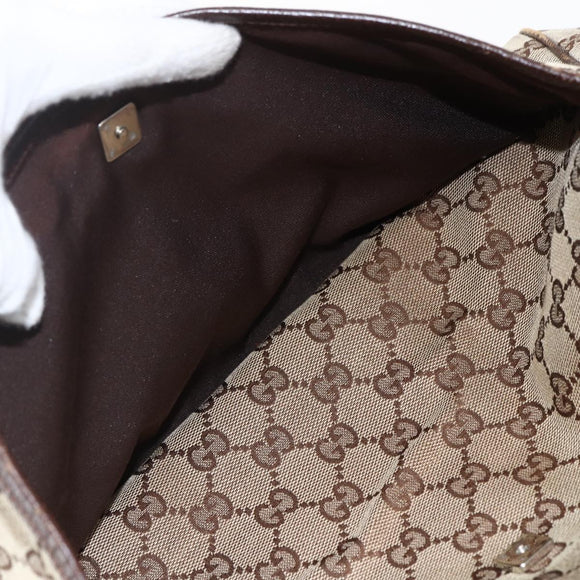 GUCCI GG Canvas Web Sherry Line Tote Bag Beige Silver Red 145758 Auth bs33193