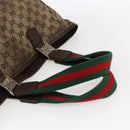 GUCCI GG Canvas Web Sherry Line Tote Bag Beige Silver Red 145758 Auth bs33193-7