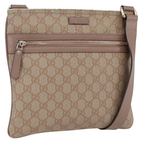 GUCCI GG Supreme Shoulder Bag PVC Pink Gold 295257 Auth bs33194