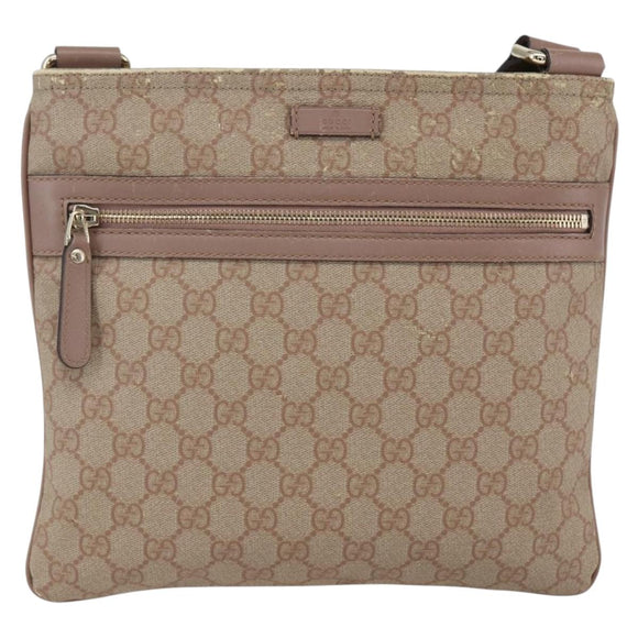 GUCCI GG Supreme Shoulder Bag PVC Pink Gold 295257 Auth bs33194