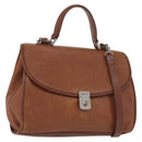 Burberrys Nova Check Hand Bag Leather 2way Brown Gold Auth bs33202-1