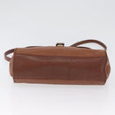 Burberrys Nova Check Hand Bag Leather 2way Brown Gold Auth bs33202-5