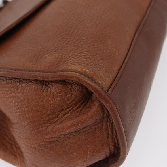 Burberrys Nova Check Hand Bag Leather 2way Brown Gold Auth bs33202