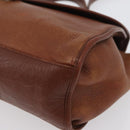 Burberrys Nova Check Hand Bag Leather 2way Brown Gold Auth bs33202-15